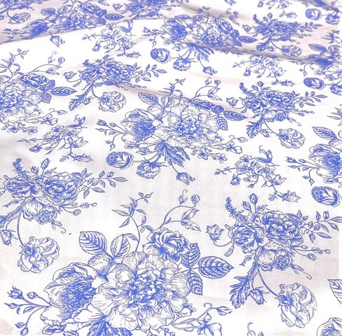 Royal Blue French Toile 120 Inch Round Table Linen Royal Blue French Toile 120 Inch Round Table Linen