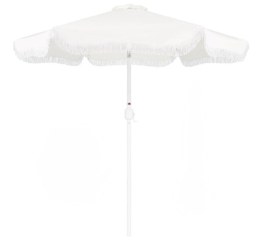 White Fringe 9 Foot Tilting Market Umbrella White Fringe 9 Foot Tilting Market Umbrella