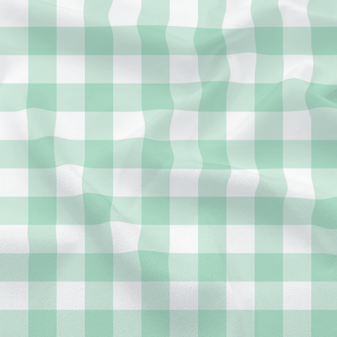 Mint/White Check Polyester 8 Foot Drape Table Linen Mint/White Check Polyester 8 Foot Drape Table Linen