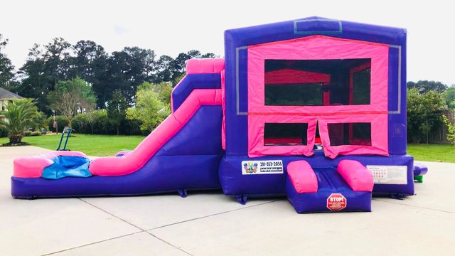 Pink Dual Lane Dry Fun House Combo Bouncer