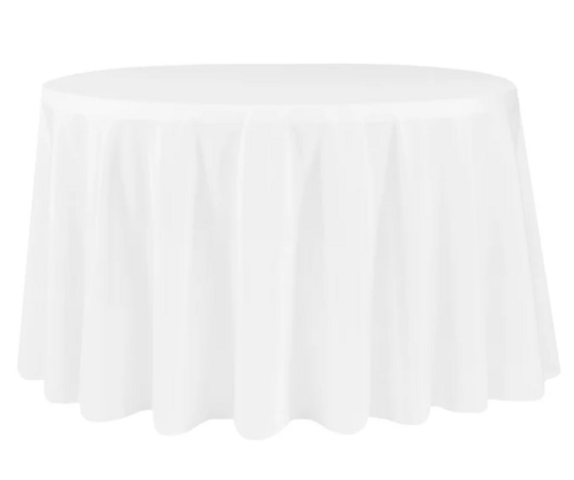 Floor Length Round Tablecloth-White Floor Length Round Tablecloth-White