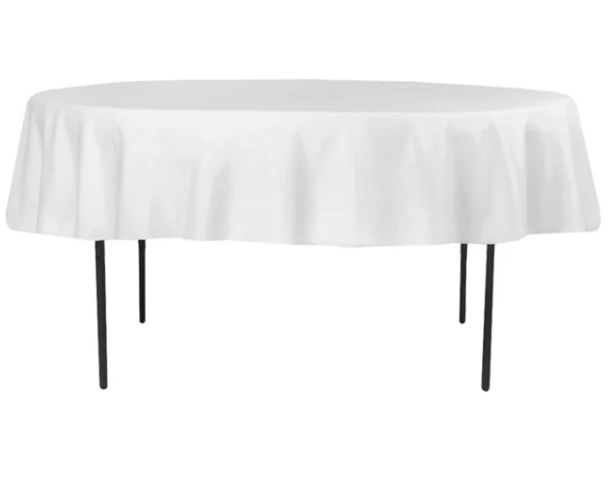 Knee Length Round Tablecloth-White Knee Length Round Tablecloth-White