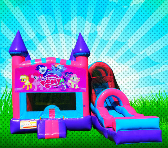 DRY MY LITTLE PONY Pink, Purple, Light Blue Colors Combo Bounce House 