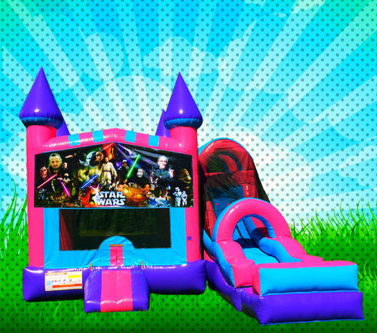 DRY CLASSIC SPACE WARS Pink, Purple, Light Blue Colors Combo Bounce House 