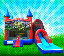 WET TMNT Red, Blue, Gray Colors Combo Bounce House 