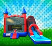 A WET Red, Blue, Gray Colors Combo Bounce House 