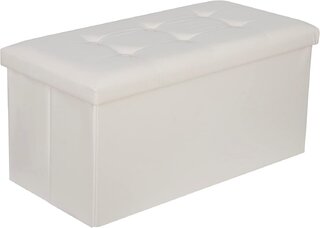 White Square Ottoman - Leather
