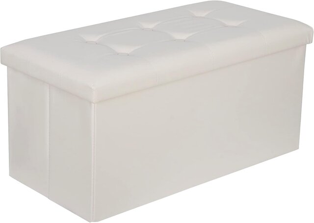 White Square Ottoman - Leather White Square Ottoman - Leather