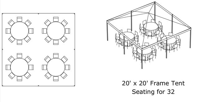 Package A w 4 Round Tables & 32 Chairs