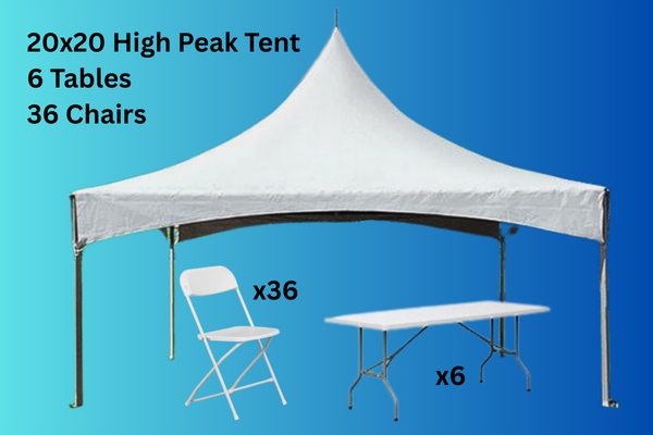 20x20 Party Tent Package with 6 Tables and 36 Chairs 20x20 Party Tent Package with 6 Tables and 36 Chairs