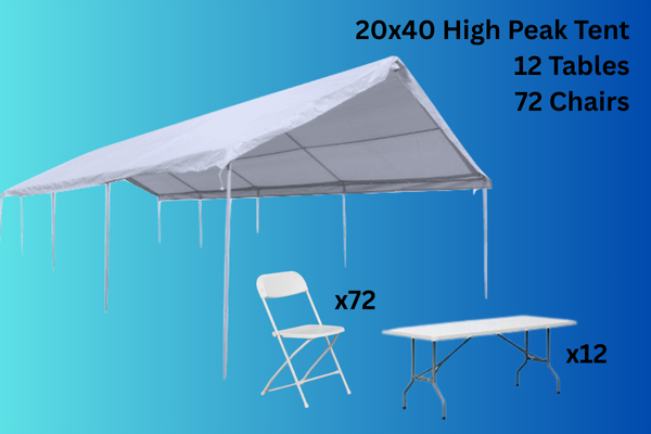 20x40 Party Tent Package with 12 Tables and 72 Chairs 20x40 Party Tent Package with 12 Tables and 72 Chairs