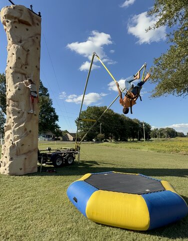 Rock Climbing Wall + 2 Bungee Trampolines Rock Climbing Wall + 2 Bungee Trampolines