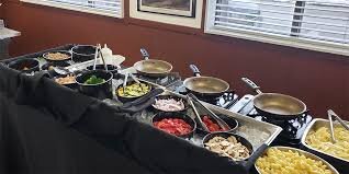 Catering: Pasta Bar Station (cooked to order - Onsite) Includes: Homemade Marinara Sauce, Pesto, Alfredo, Angel Hair Pasta and Penne, Chicken, Sausage, Ground Beef, Shrimp, all of the veggie mixins, Fresh Salad with Dressings, Dinner Rolls with Butter, 40