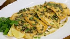 Chicken Piccata over Pasta, sauteed green beans and dinner rolls with butter and green salad with dressing (Per Person charge - 50 person Minimum)