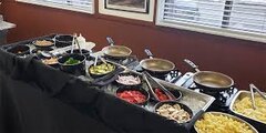 Catering: Pasta Bar Station (cooked to order - Onsite) Includes: Homemade Marinara Sauce, Pesto, Alfredo, Angel Hair Pasta and Penne, Chicken, Sausage, Ground Beef, Shrimp, all of the veggie mixins, Fresh Salad with Dressings, Dinner Rolls with Butter, 40