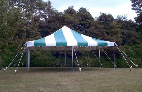 20x20 Green & White Pole Tent