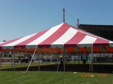 20x20 Red & White Pole tent