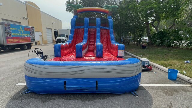 16 ft Dual Lane Baja Splash Waterslide with Pool 16 ft Dual Lane Baja Splash Waterslide with Pool