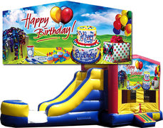 (C) Happy Birthday Bounce Slide Combo - Wet or Dry