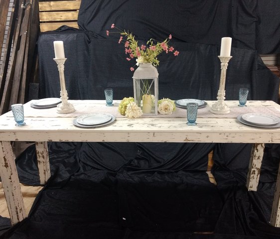 8ft Tall White Distressed Farm Table