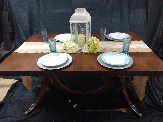 Vintage Square Dark Stained Dining Table 