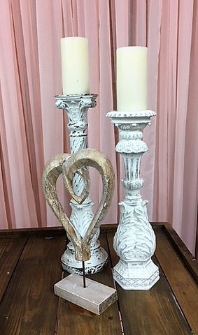 Large White Wooden Candlesticks