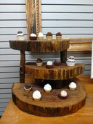 3 tier wooden slab cupcake stand