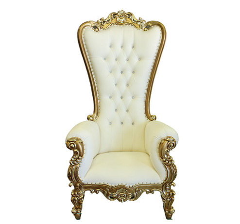 Throne Chair – Beige & Gold