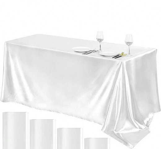 Tablecloth: White Satin Tablecloth 57 x 86 Tablecloth: White Satin Tablecloth 57 x 86