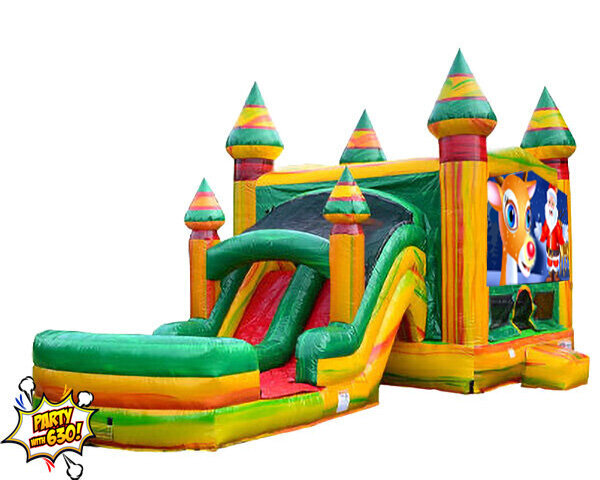 169- 13x31 Reindeer Jump And Dual Lane Slide 169- 13x31 Reindeer Jump And Dual Lane Slide