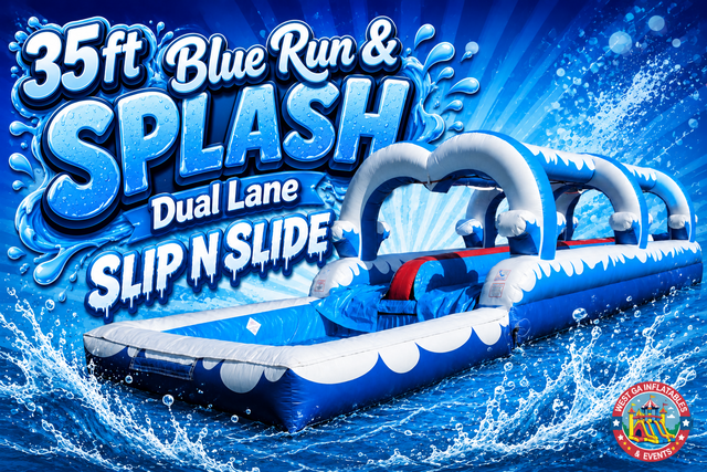 35ft Blue Run and Splash Dual Lane Slip N Slide 35ft Blue Run and Splash Dual Lane Slip N Slide