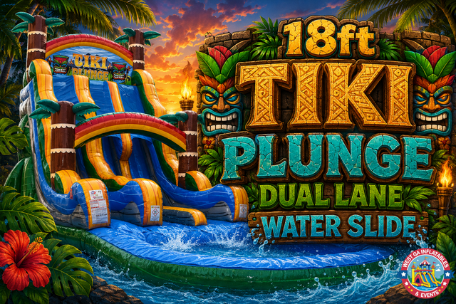 18ft Tiki Plunge Dual Lane Water Slide 18ft Tiki Plunge Dual Lane Water Slide