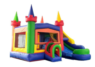 Rainbow Inflatable Water Slide Bounce House Combo