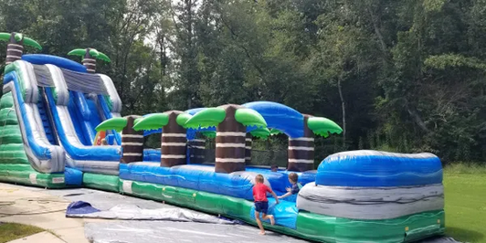 20ft Tropical Thunder Dual Slide + Slip & Dip with Pool