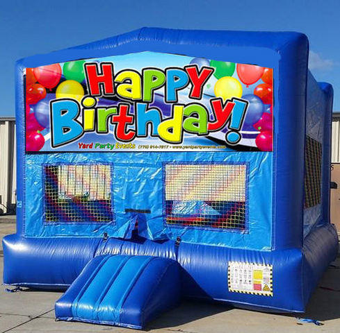 Happy Birthday Balloons Blue Funhouse  15ft x15ft