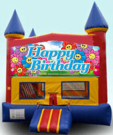 Happy Birthday Flowers Colorful Castle 15ft x 15ft