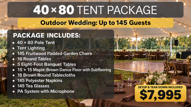 40 x 80 Pole Tent Package - 145 Guest 40 x 80 Pole Tent Package - 145 Guest