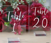 20pcs Elegant Acrylic Table Numbers 4x6 Inch with Stands – Clear, Chic Signage for Weddings and Special Events – Perfect for Receptions, Anniversaries, Showers | Easy-to-Read, Included Number Printing