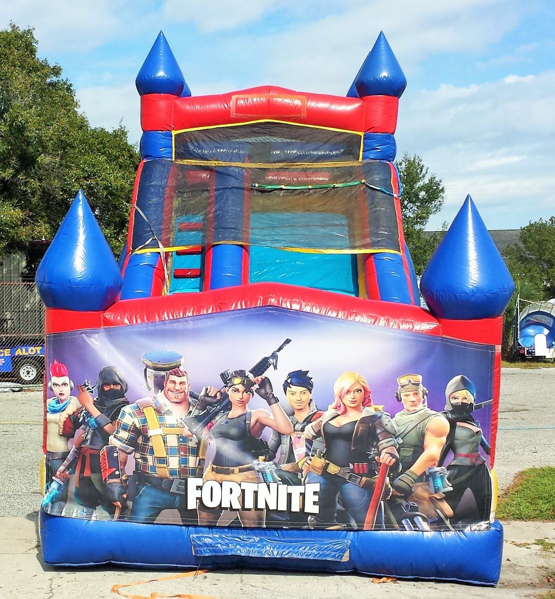 Fortnite Water Slide Rentals 18ft Fortnite Wet Water Slide Bounce House Party Rentals Bouncealotinflatables Com Tampa Fl