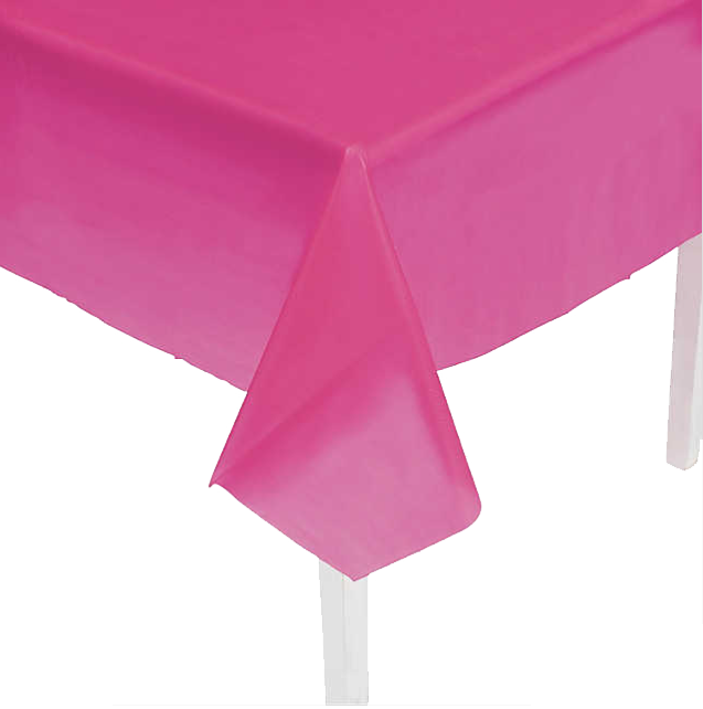 Hot Pink Plastic Table Covers sold in Austin Texas from Austin Bounce House Rentals