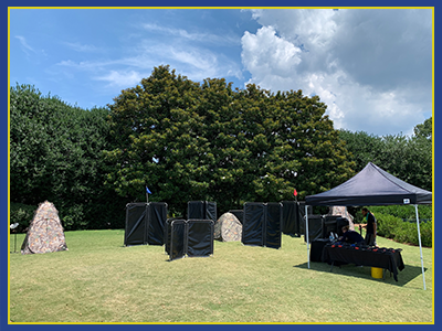 A battlefield set up for a summer camp event.