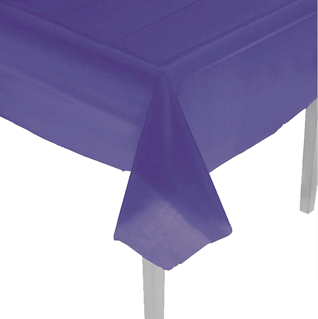 Purple Plastic Table Covers sold in Austin Texas from Austin Bounce House Rentals