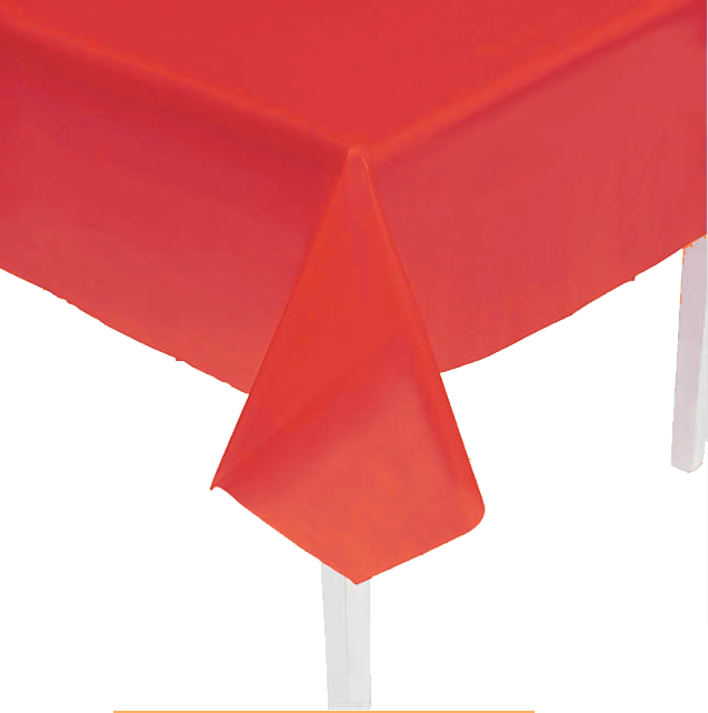 Red Plastic Table Covers sold in Austin Texas from Austin Bounce House Rentals