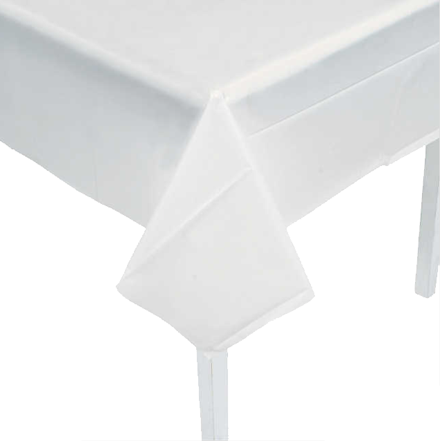 White Plastic Table Covers sold in Austin Texas from Austin Bounce House Rentals