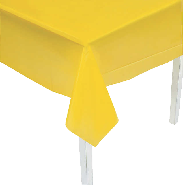 Yellow Plastic Table Covers sold in Austin Texas from Austin Bounce House Rentals