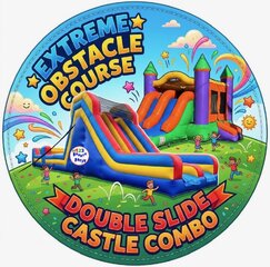  Extreme Obstacle Course + Double Slide Castle Combo