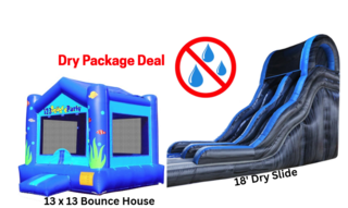 Package: DRY 17' Blue Slide & Ocean Bounce House