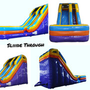 Electric Slide is a single lane water slide standing 19 feet in height. The life of any party, it's sure to provide your guests with hours of fun, great memories.  AVAILABLE WET OR DRY.