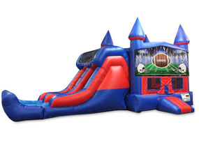 Football Double Lane Dry Slide with Bounce House
