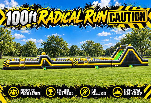 100 Ft. Radical Run Caution Obstacle Course Interactive